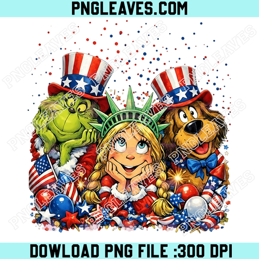 Grinch Cute Statue of Liberty 4th of July Png, USA Anniversary Png