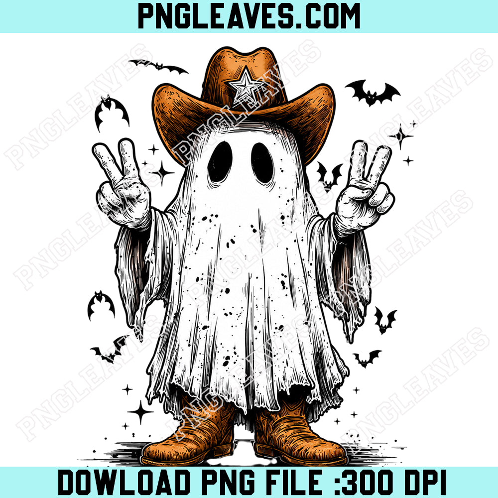 Halloween Cowboy Ghost PNG, Western Halloween Cowgirl PNG, Howdy Halloween PNG
