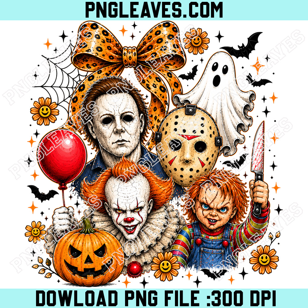 Retro Spooky Season Sublimation PNG, Halloween Horror Characters PNG, Scary Movies PNG