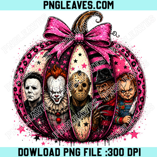 Pumpkin Horror Characters PNG, Retro Spooky Season Sublimation PNG, Scary Movies Halloween PNG