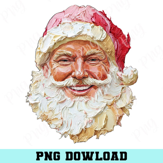 Trump Hand Painted Face PNG, Vintage Christmas Painting Design Png, Trump Painted Png