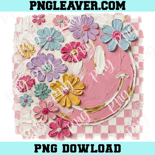 Hand Painted Retro Smiley Face Floral Png, Inspirational Png, Self Worth Png