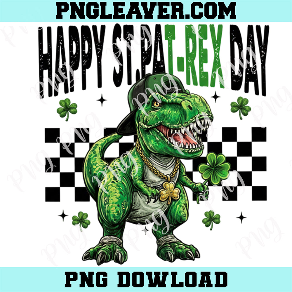 Happy Patricks St Pat Rex Day Png, St. Patricks Day Dinosaur Png, T rex St Patricks Day Png