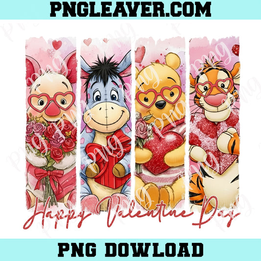 Happy Valentine Cartoon Characters Png, Pink Heart Valentine Cartoon Png, Valentine Bear Design Png