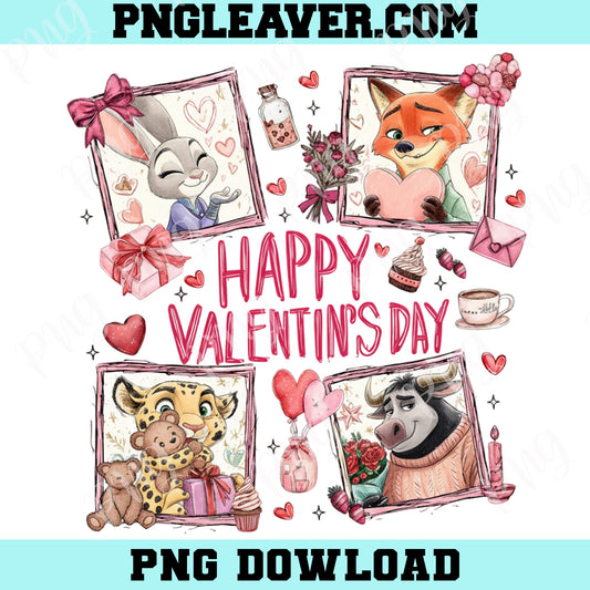Zootopia Happy Valentine's Day Png, Couple Valentine Fox and Bunny PNG, Funny Movie Valentine Png