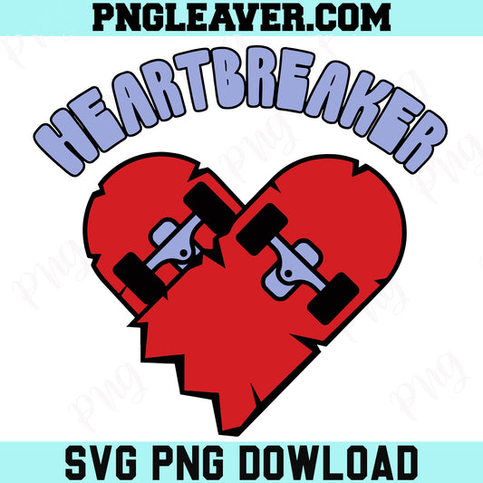 Heartbreaker Heart Svg Png, Boy Valentines Svg, Skateboard Svg