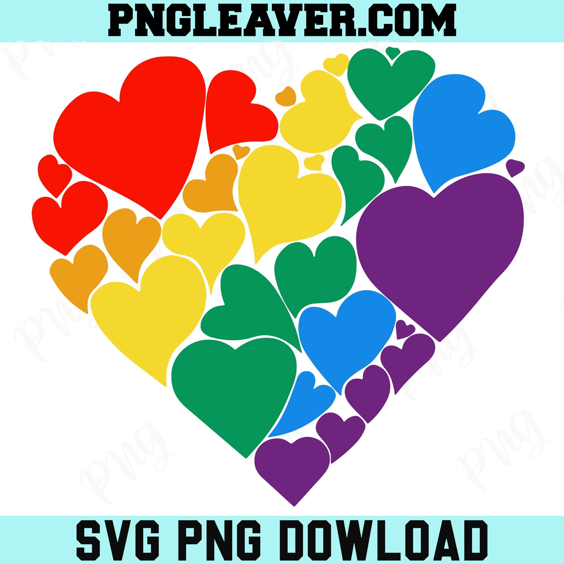 Hearts Rainbow Valentine Svg Png, Hearts Rainbow Svg, LGBT Rainbow Svg