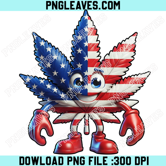 High On Freedom Cannabis Leaf Png, 4th of July Graphic Patriotic Marijuana Leaf Png
