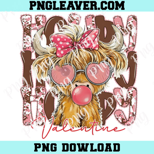 Highland Cow Baby Png, Valentine Coquette Png, Valentine's Day Retro Valentine Png
