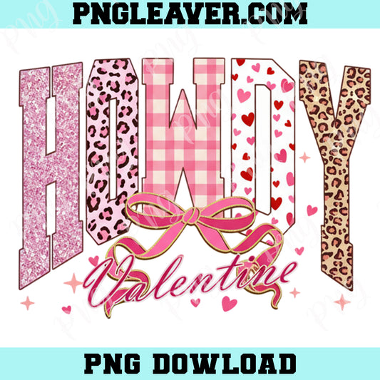 Howdy Valentine Leopard Pink Png, Valentine Cowboy Western PNG, Howdy Heart Love Png