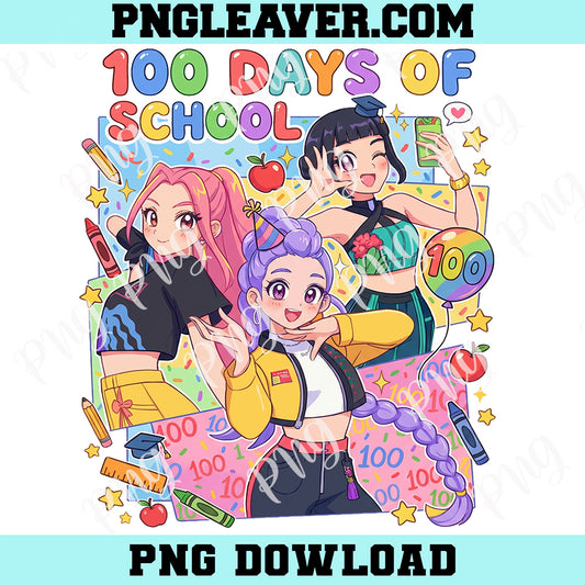 Huntrix 100 Days Of School PNG, KPOP Demon Hunters 100th Day of School Png