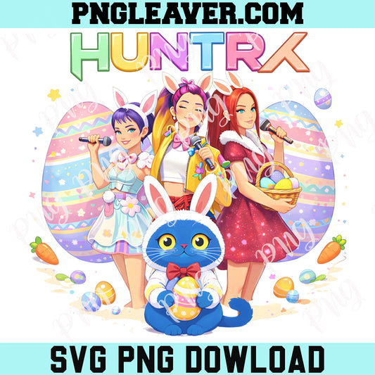 Huntrix Kpop Demon Hunters Easter Cute Png, Derpy, Saja Girls Cat Png