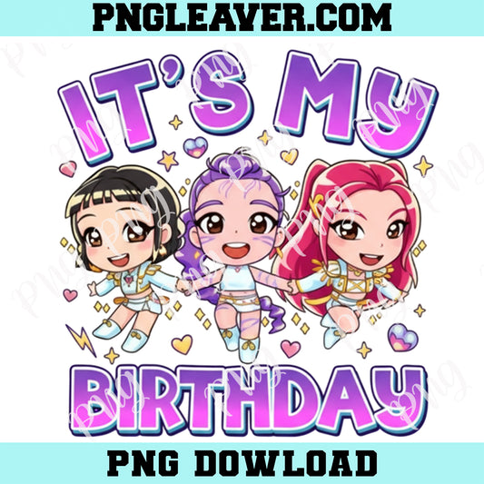 Chibi Kpop It's My Birthday Png, Chibi Kpop Cute Funny Birthday Girl Png