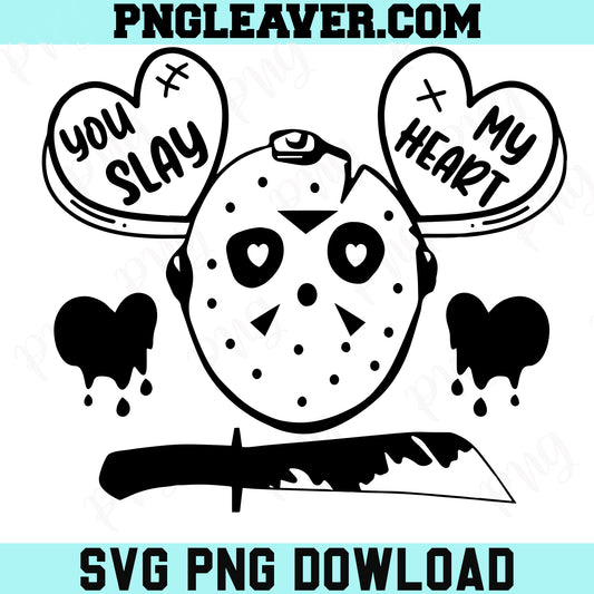 Jason Voorhees Valentine Cute Svg, You Slay My Heart Svg, Horror Valentine Day Svg