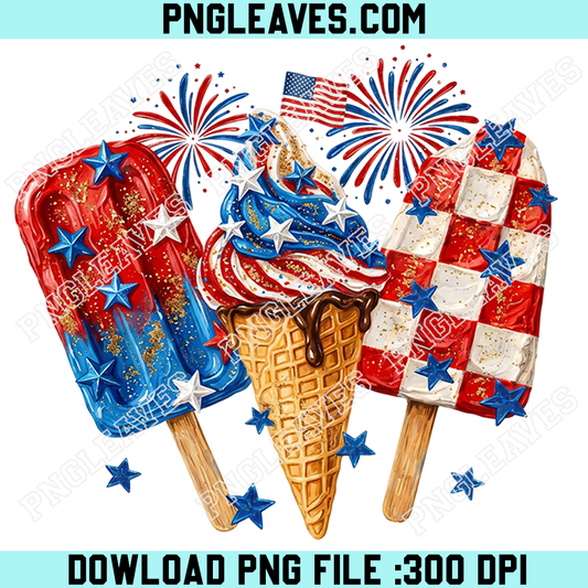 July 4th Ice Creams Paint Png, Ice Creams America Png, USA Retro USA Png