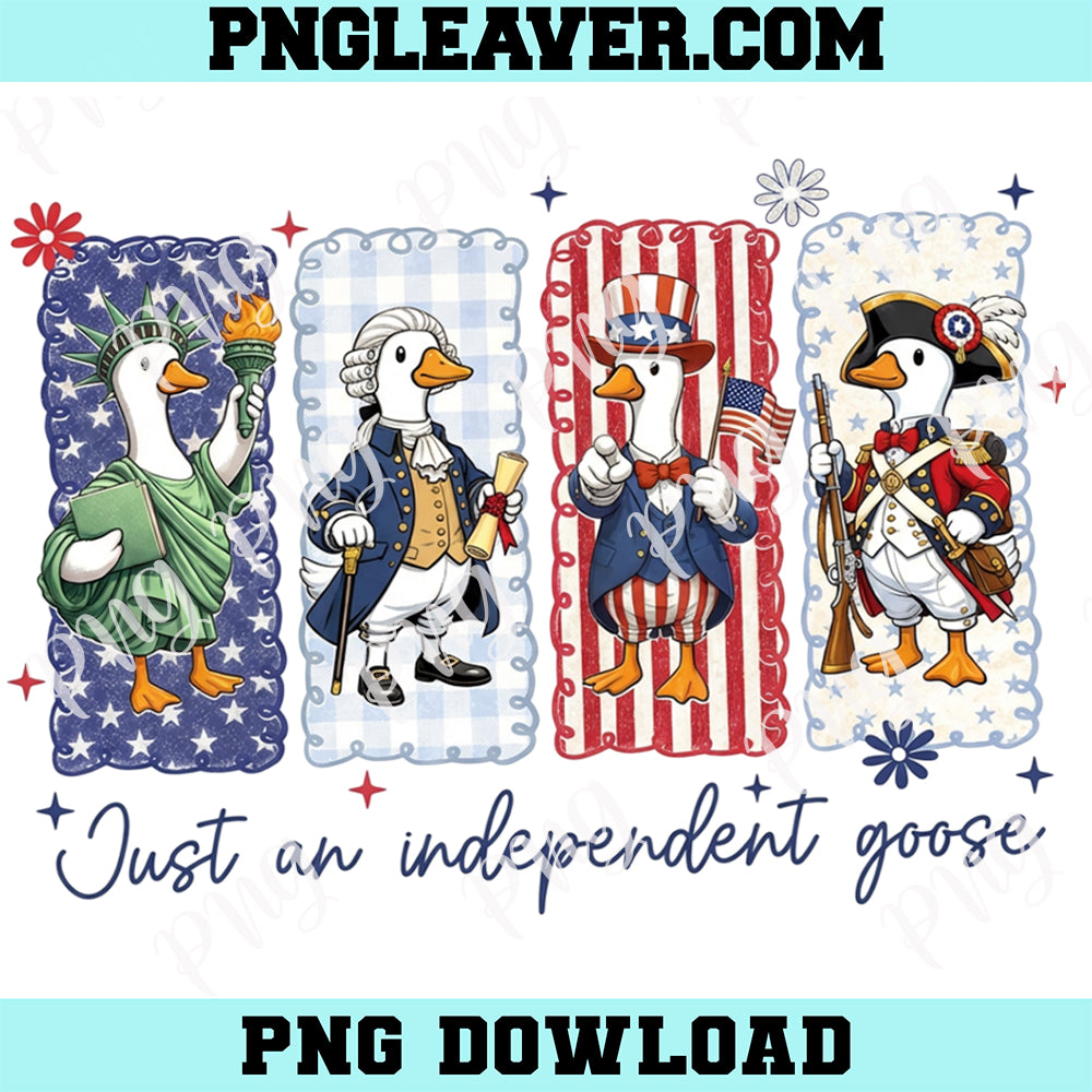USA Flag Goose Cute Png, Just An Independent Goose Png, Funny Patriotic Goose Png