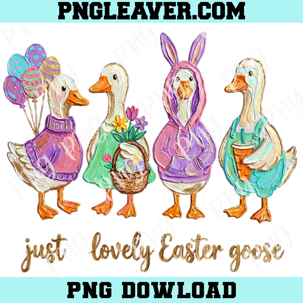 Pastel Spring Goose Cute Easter Png, Just Lovely Easter Goose Png, Cute Easter Goose Png
