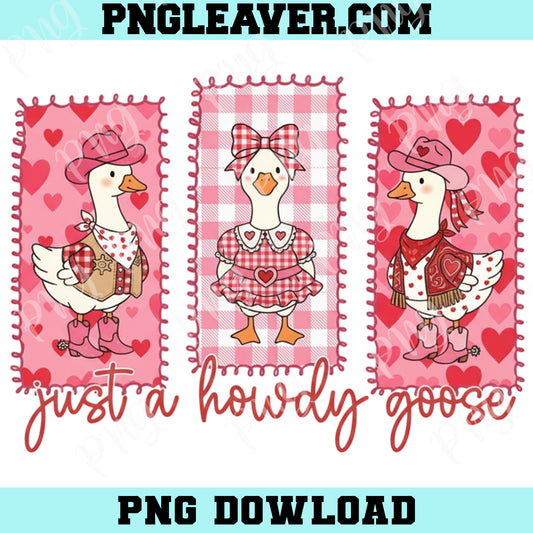 Just a Howdy Goose Valentine Png, Valentine Cowgirl Goose Png, Goose Heart Png