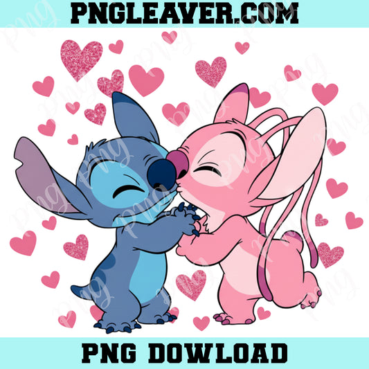 Kawaii Stich Love Valentine Svg, Stich Png, Angel Happy Valentine's Svg