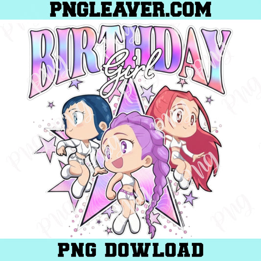 Kpop Demon Hunters Birthday Png, Kpop Demon Hunters Birthday Girl Adorable Chibi Group Shot Png