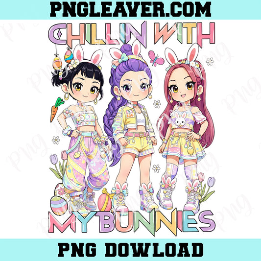 Baby Kpop Easter Chibi Easter Png, Demon Hunter Png, Saja Girl Bunny Png, Saja Boy Png