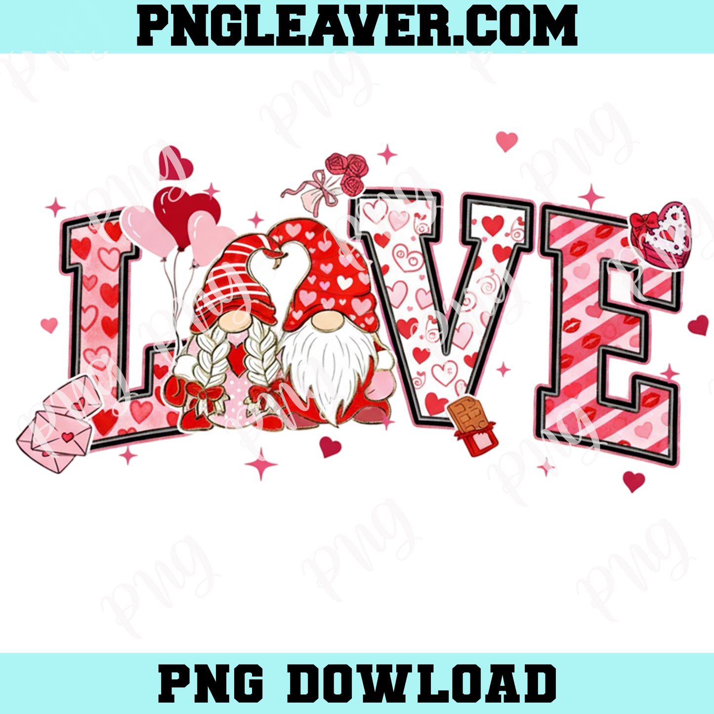 LOVE Gnome Valentine Png, Pink Love Varsity Png, Pink Heart Gnome Love Shirt Graphic Png