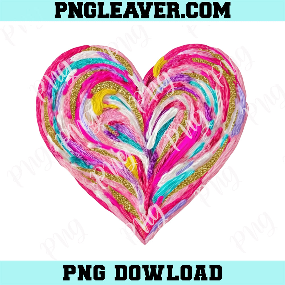 Colorful Heart Valentines Faux Yarn Png, Latch Hook Yarn Crochet Valentines Day Heart Png