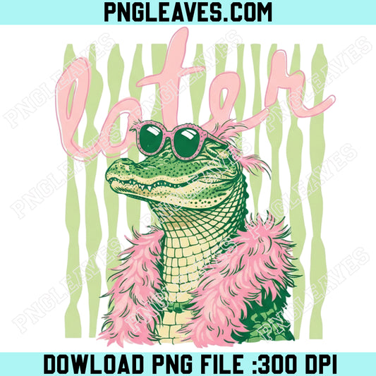 Preppy Girl Alligator Summer Design Png, Later Gator PNG, Cute Pink Coastal Trendy Png