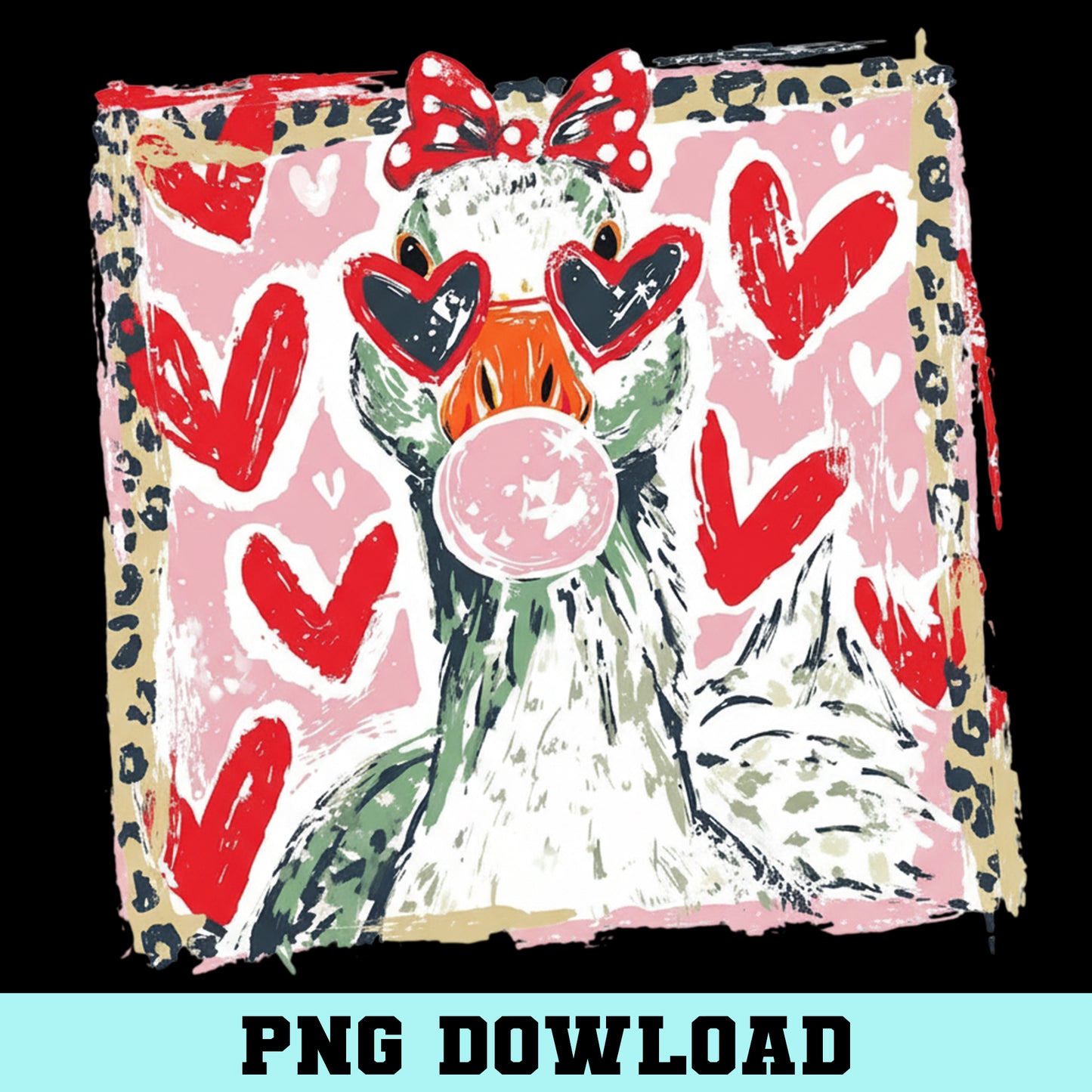 Leopard Valentine's Day Goose PNG, Cute Goose Lover Png, Funny Love Quote PNG