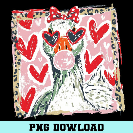 Leopard Valentine's Day Goose PNG, Cute Goose Lover Png, Funny Love Quote PNG