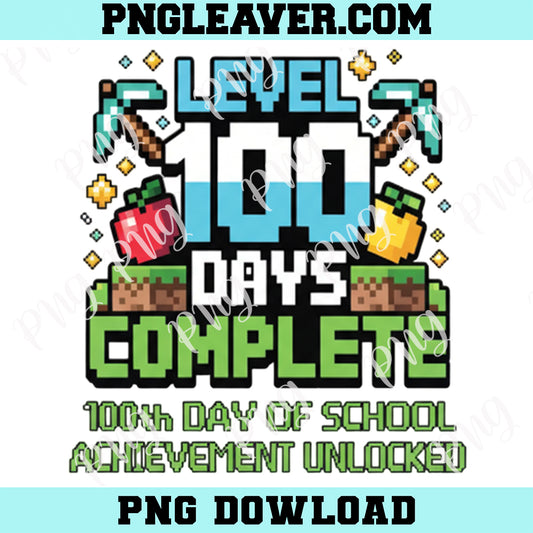 Level 100 Days Complete Gaming Png, 100th Days of School Png