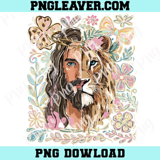 Lion Of Judah Jesus Floral Png, Jesus Face Tiger Flowers Png