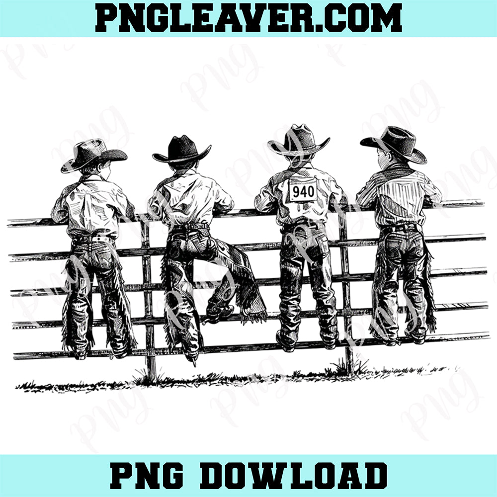 Little Baby Cowboys On Fence Png, Kids Rodeo Western Shirt Png, Cowboy Lover Png