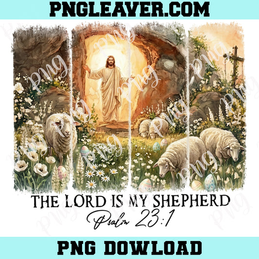 Lord Is My Shepherd Christian Easter Png, Watercolor Bruhstroke Christian Png, Bible Verse Easter Png