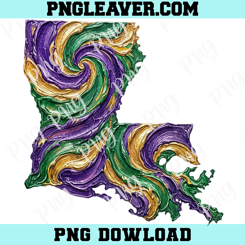 Louisiana State Mardi Gras Map Png, Louisiana Brushstroke Png, New Orleans Png, Fat Tuesday Png