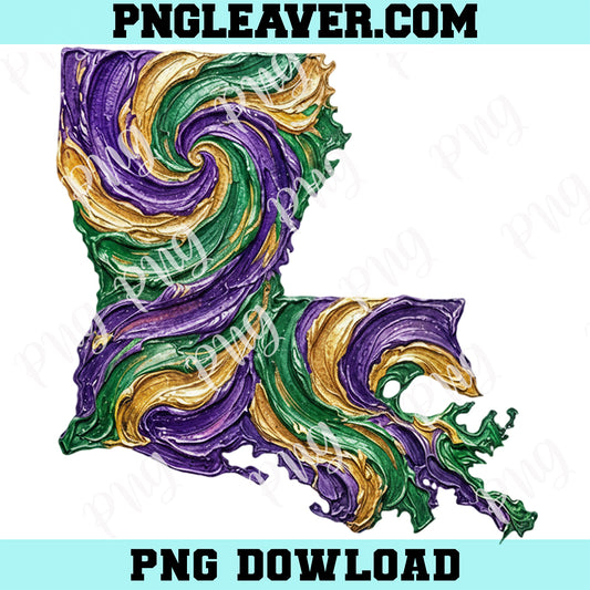 Louisiana State Mardi Gras Map Png, Louisiana Brushstroke Png, New Orleans Png, Fat Tuesday Png