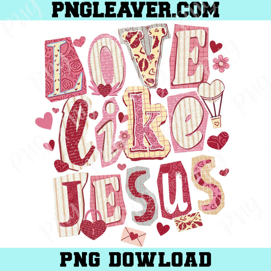 Love Like Jesus Retro Pink Png, Preppy Valentine Png, Valentine Png, Jesus Loves You Png