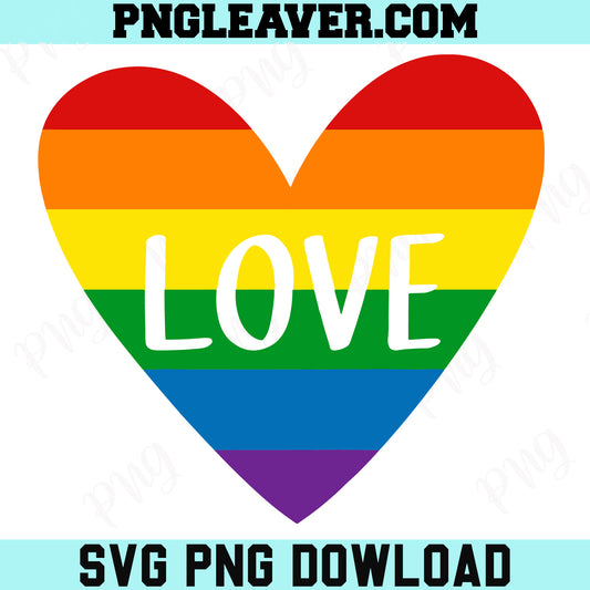 LGBT Rainbow Love Svg Png, Love Rainbow Svg, Rainbow Heart Valentine Svg
