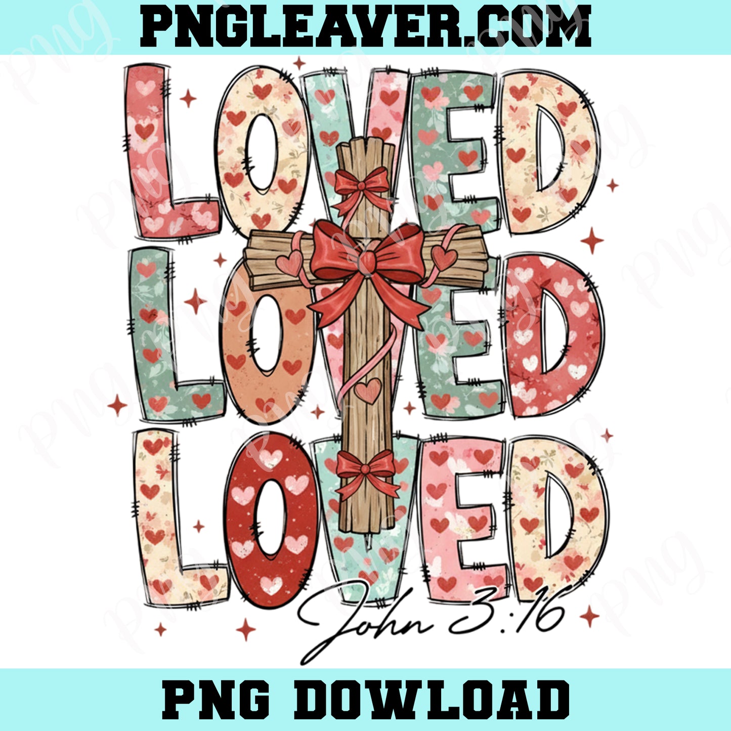 Loved John Png, Retro Valentine Png, Coquette Valentine Jesus Png, Heart Png, Christian Cross Png