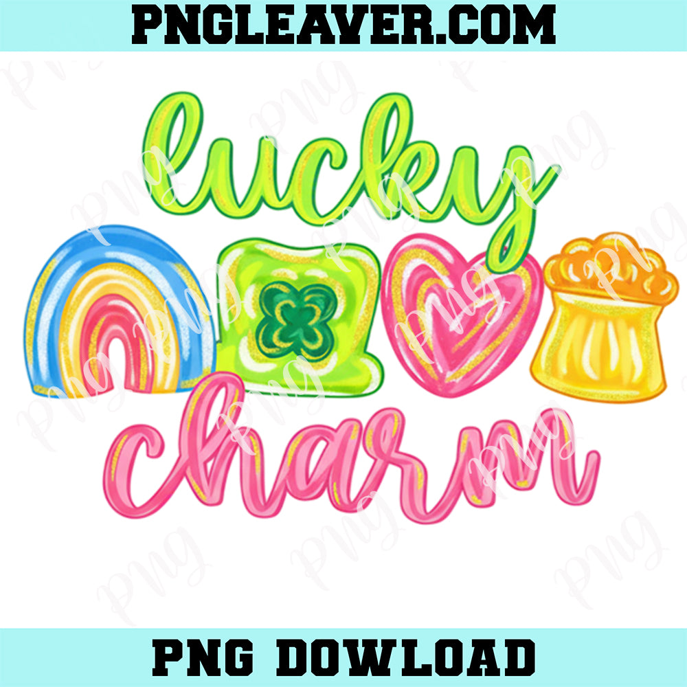 Lucky Charm St Patricks PNG, Colorful Brushstroke St Patricks Png, Rainbow Shamrock Png