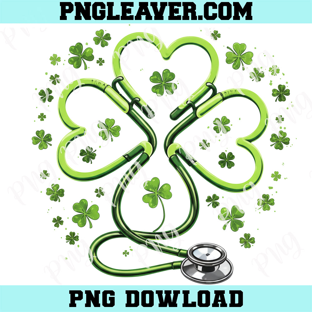 Lucky Nurse St Patricks Day Heart PNG, Shamrock Stethoscope PNG, One Lucky Nurse Irish Medical Png