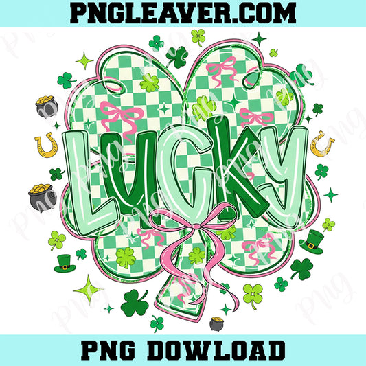 Lucky St Patrick's Day Coquette Caro Png, Lucky Shamrock Caro Png, Blessed Vibes Png