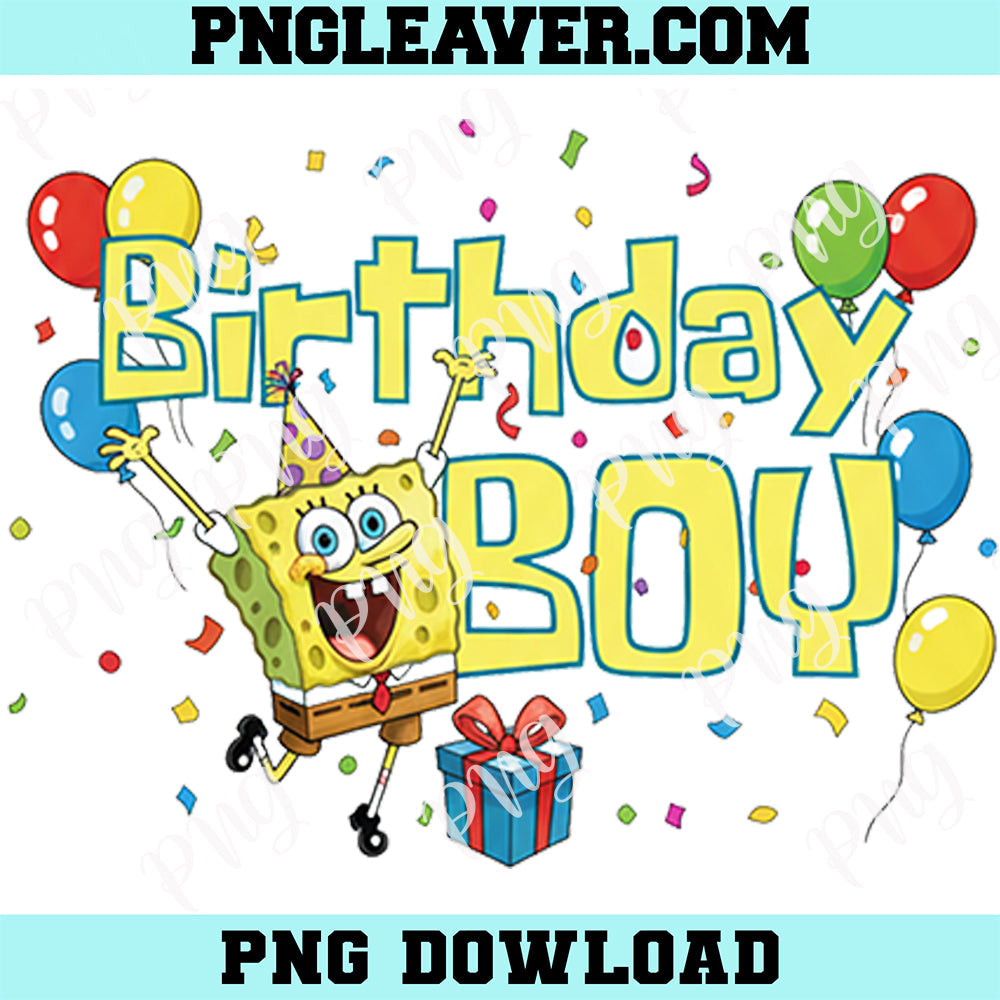 SpongeBob SquarePants Birhday Boy Png, SpongeBob SquarePants Cute Png