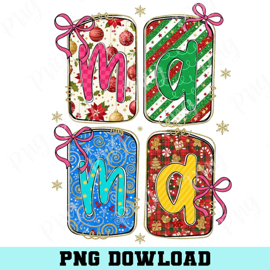 Mama Christmas Bow Png, Christmas Png, Mama Png, Preppy Christmas Png, Christmas Mom Png, Xmas Png