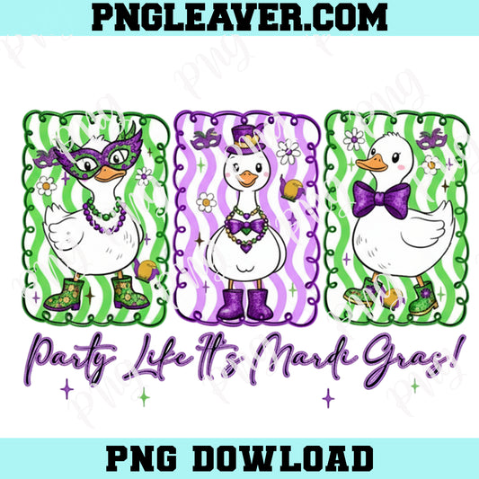 Mardi Gras Goose Coquette Bow Cute PNG, Fleur De Lis Png, Mardi Gras Party Png, King Cake Png