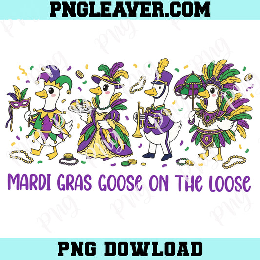 Goose Mardi Gras On The Loose PNG, Funny Mardi Gras Goose Png, Funny Goose Png