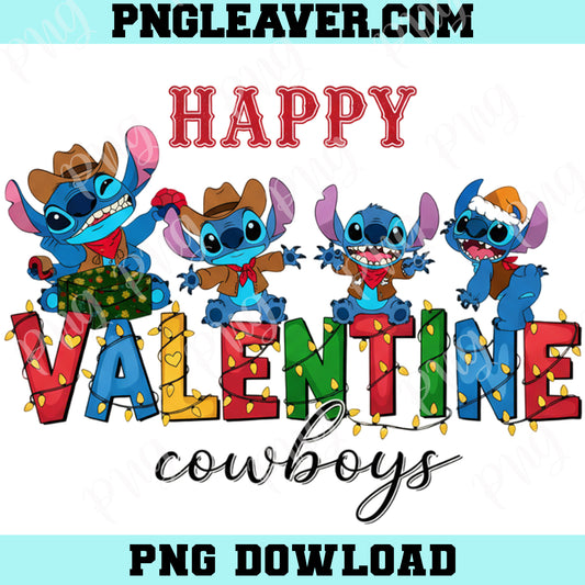 Happy Valentine Cowboys Stitch Cute Png, Stitch Cowboys Png, Stitch Valentine Png