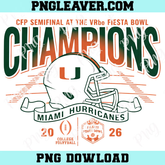 Miami Hurricanes Football Png, Miami Hurricanes Fiesta Bowl Champs CFP Semifinal Png