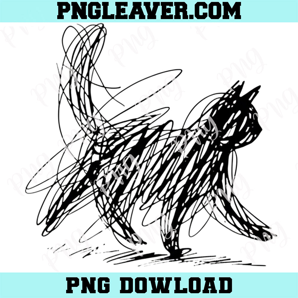 Cat Scribbled drawings Svg Png, Minimalist Cat Art Png, Cat Svg