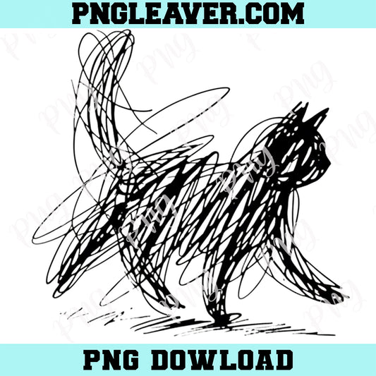 Cat Scribbled drawings Svg Png, Minimalist Cat Art Png, Cat Svg